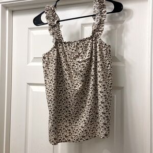 SHEIN ivory and brown floral tank top